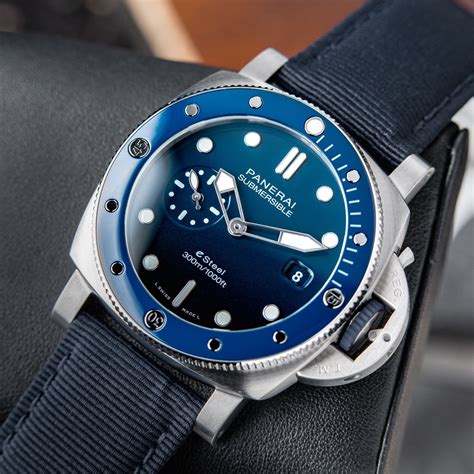 panerai luminor submersible blue|Panerai Luminor submersible for sale.